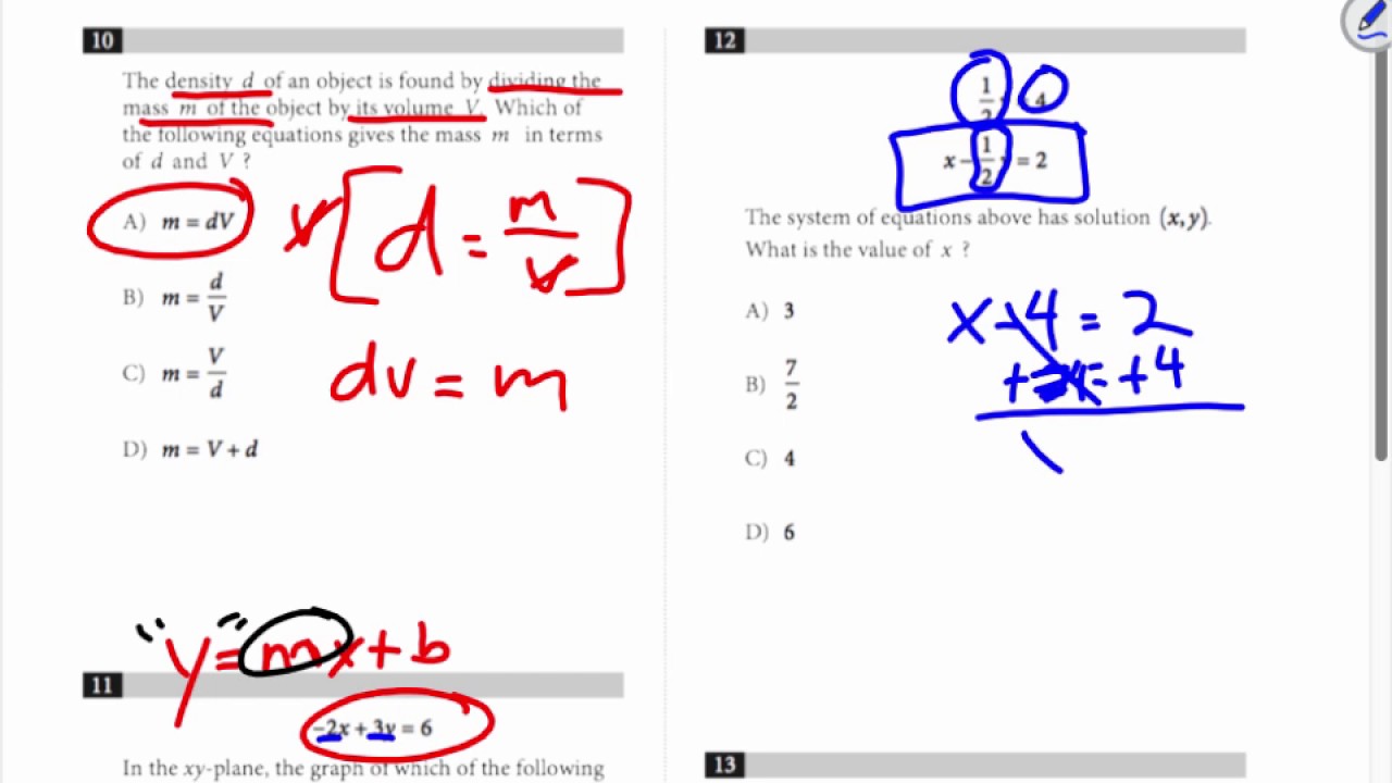SAT Math Test 5 Part 4 Problem 12 - YouTube