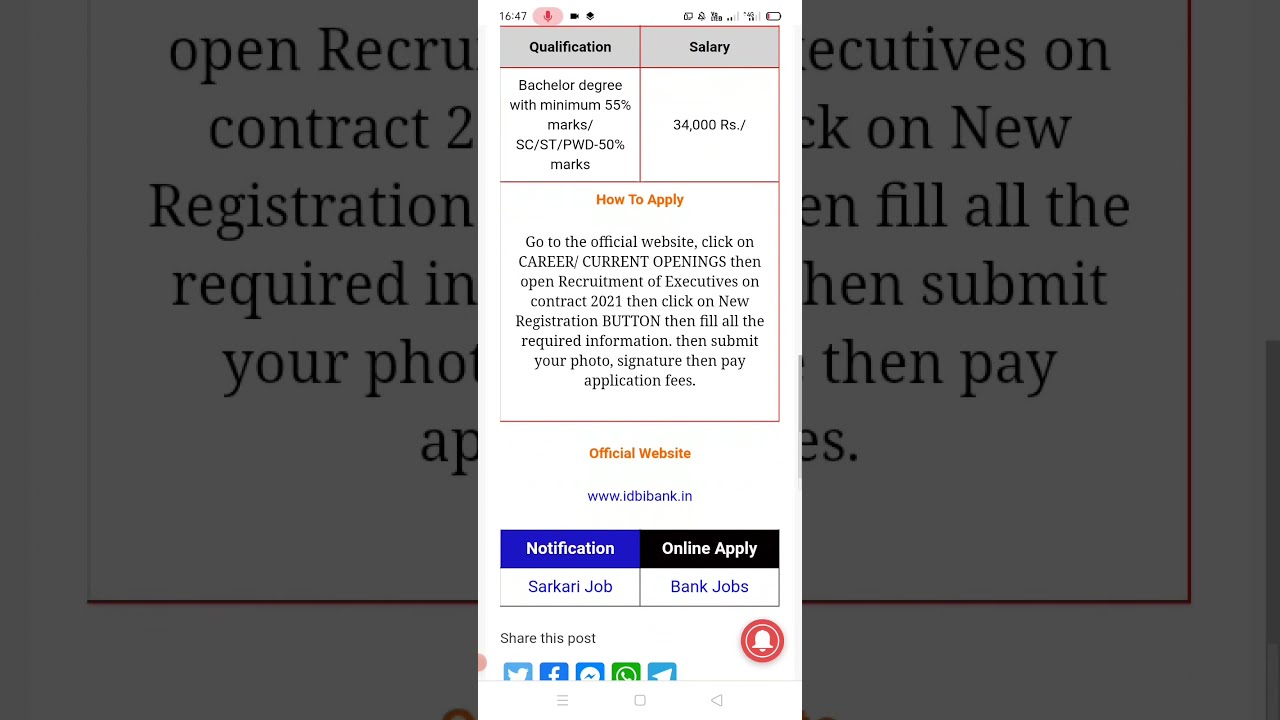 IDBI Bank Jobs 2021 Executive Post Online Apply