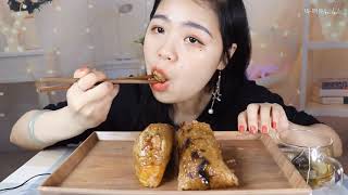【吃播】大肉粽！！！蛋黄肉粽 梅菜肉粽