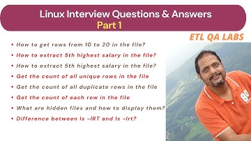 ETL Testing | Unix Interview Questions & Answers | Linux commands interview questions | Part 1