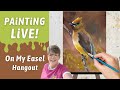 Acrylic painting a cedar waxwing bird live studio artists hangout with annie troe