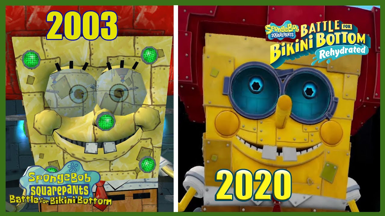 Comparison Robot SpongeBob Boss Battle PS2 vs. PS4 | SpongeBob Battle for Bikini Bottom Rehydrated
