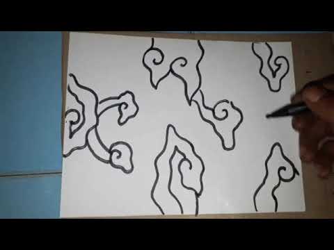 Sketsa Motif Batik Mega Mendung Hitam Putih