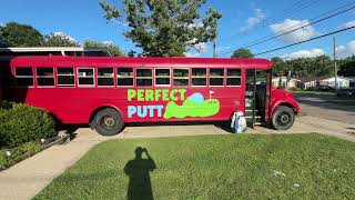 DIY Bus Build: Tracing Logo, Painting, & Subfloor Install | Perfect Putt Bus