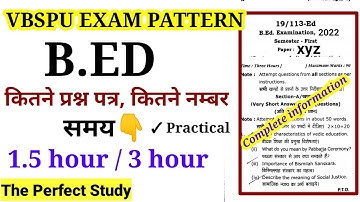 B.ED EXAM PATTERN |  UP B.Ed Syllabus (VBSPU UNIVERSITY) | B.ED 1st Semester | The Perfect Study