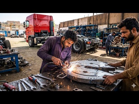 From Scrap to Power Master Mechanic Revives Giant Truck Fifth wheel Plate