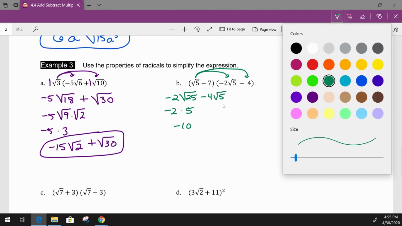 Adding Subtracting Multiplying Radical Expressions Part 2 YouTube adding-subtracting-multiplying-radical-expressions-part-2-youtube