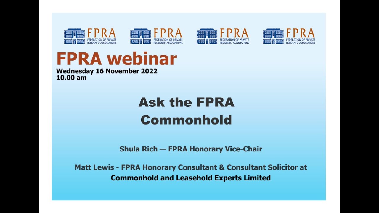 FPRA Webinar Leasehold Reforms 11May2022 - YouTube