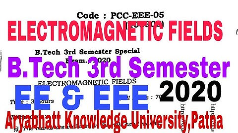 ELECTROMAGNETIC FIELDS||B.Tech 3rd Semester||EE & EEE||Question paper(2020)||AKU_PATNA