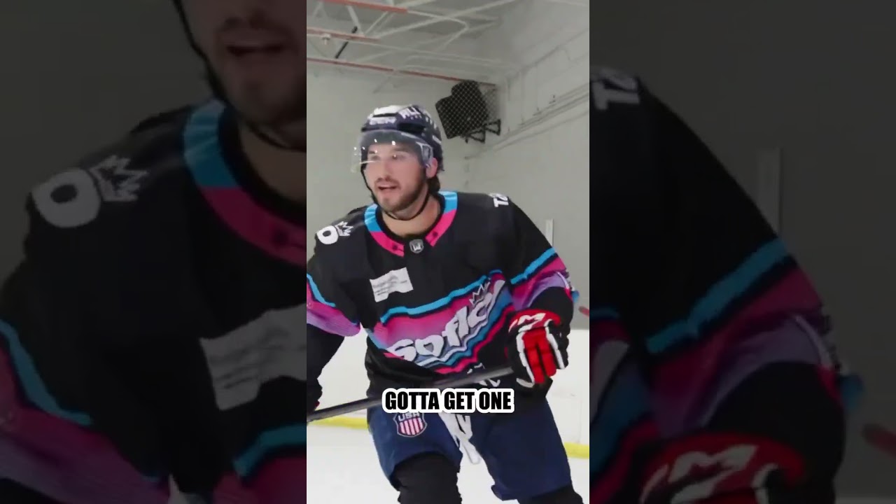 Playing 3 puck against NHL goalie prospect Arsenii Sergeev of the Calgary Flames