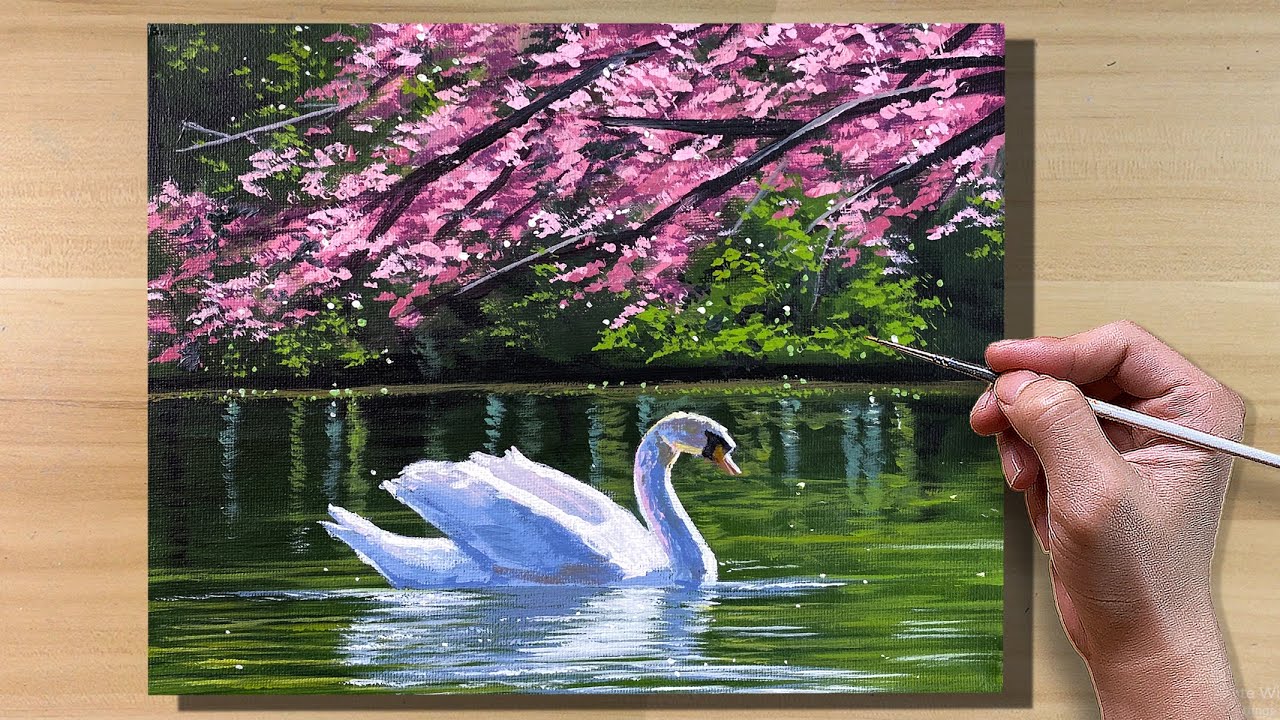 How to Paint Swan Lake / Acrylic Painting / Correa Art