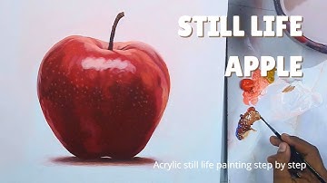 How to Paint An Realistic Apple in Acrylic | step by step coloring