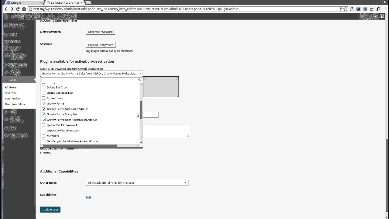 User Role Editor Pro - activate plugins access add-on - YouTube