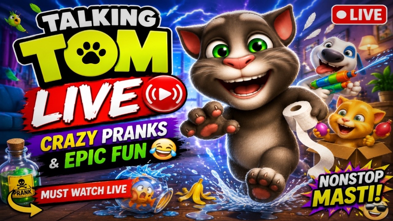😱 TALKING TOM LIVE 🔴 BIGGEST CHAOS EVER 😂 | FUNNY MOMENTS & EPIC PRANKS #TalkingTom #Live