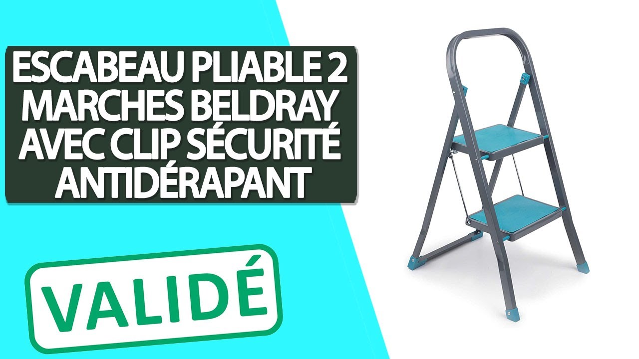 Avis Escabeau Pliable à 2 Marches antidérapants avec Clip de sécurité Beldray