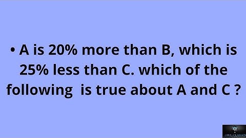 A is 20% more than B, which is 25% less than C. which of the following  is true about A and C ?