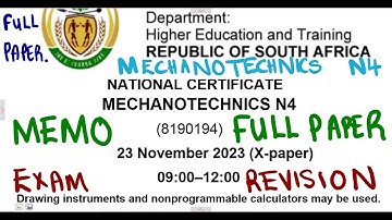 Mechanotechnics N4 November 2023 Memo, Full Paper @mathszoneafricanmotives  @mathwithlightone