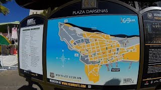 Walking to catch free trolley in Old San Juan