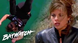 Motorbike CRASH! Caroline Looks On As Her Friend Plummets Into The SEA! Baywatch Remastered