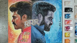 Drawing Ram Charan Jr NTR Watercolor Painting from the Movie RRR | RRR Movie Drawing