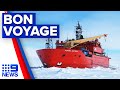 Aurora Australis set sail from Hobart | 9 News Australia