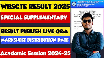 WBSCTE DIPLOMA SPECIAL SUPPLEMENTARY EXAMINATION 2025 RESULT PROBLEM SOLVED | WBSCTE NEW UPDATE 2025