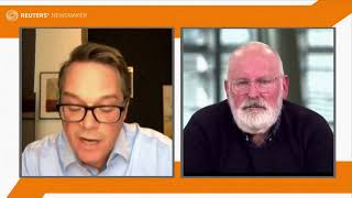 EU climate chief Frans Timmermans speaks with Reuters