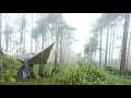 Amazing camping in heavy rain and thunder  relax in a warm tent when its cold and rainy