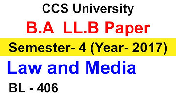 CCS University BA LLB 4th Sem LAW AND MEDIA Paper 2017 👇 Links in Description - P