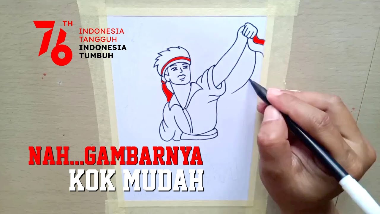 GAMBAR SKETSA POSTER TEMA KEMERDEKAAN INDONESIA || 17 AGUSTUS || 76