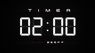 2 Min Digital Countdown Timer with Simple Beeps ⚪️