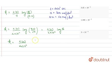 In a first order of reaction the concentration of reactant decreases from `800 \"mol\"//d m^(3)` to