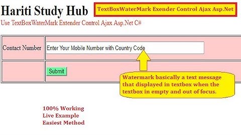 TextBoxWaterMark Extender Control Using Ajax in Asp.Net C# | Hindi | Free Online Classes Asp.Net