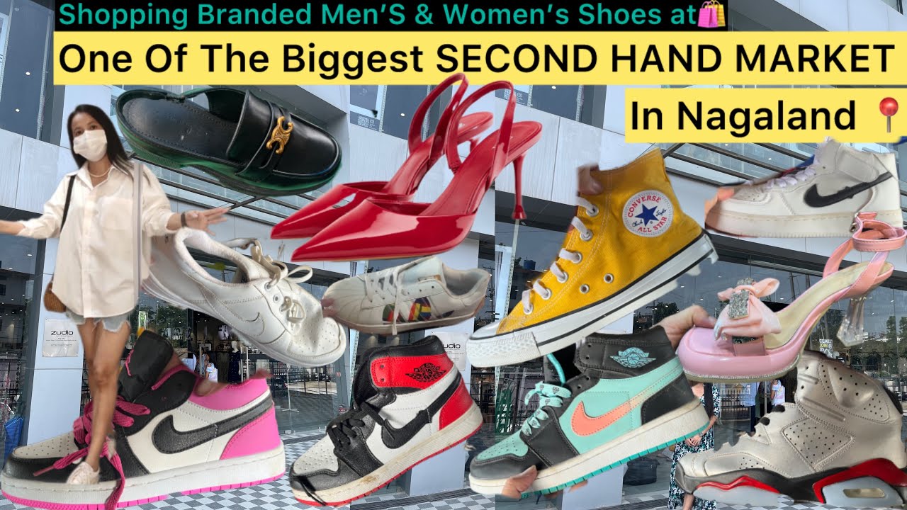 Second Hand Branded Shoes Shopping At Chumukedima Market Nagaland || Thrifting At Nagaland Market