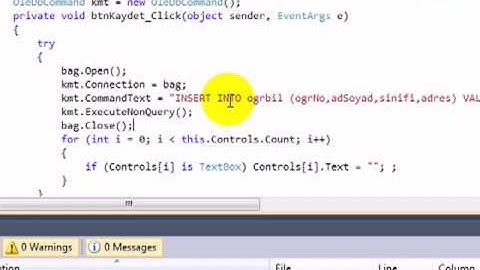 Veri Tabanına Kayıt İşlemi 1 Bölüm Ders 98 C#    C Sharp    Access