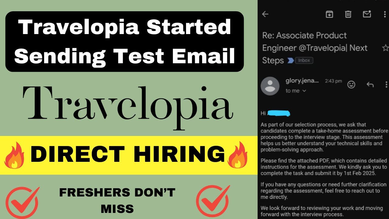 Travelopia Started Sending Test Emails To Freshers | Job is Still