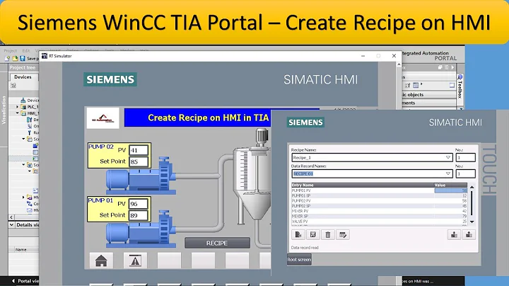 Siemens WinCC TIA Portal - Create Recipe on HMI | PLC/HMI tutorial | Industrial Automation