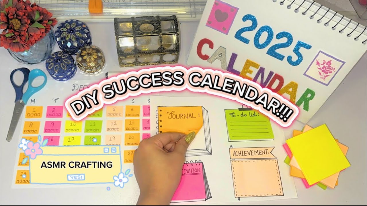 DIY ASMR Crafting | Success Calendar | Reuse Old Files & Box Idea | Relax, Calm, Satisfying, Sleep
