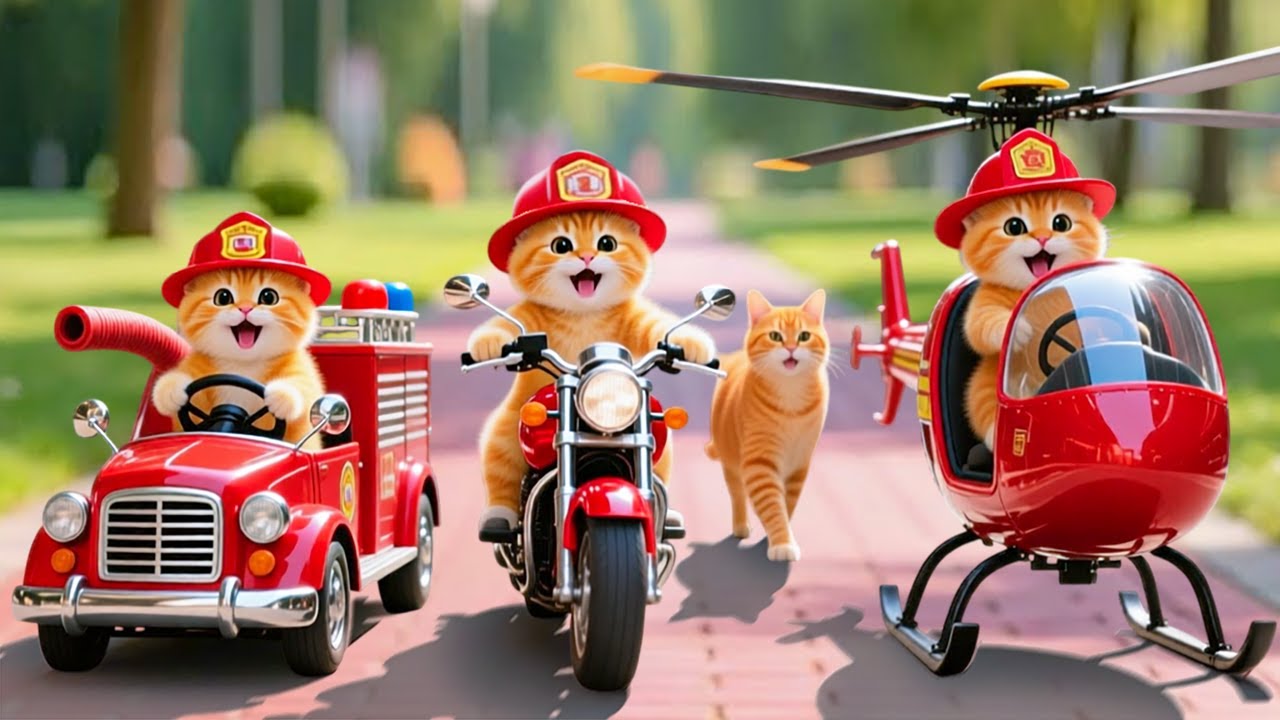 Mama Cat Trims Fur on the Farm and Makes Tiger Hat For Kittens At