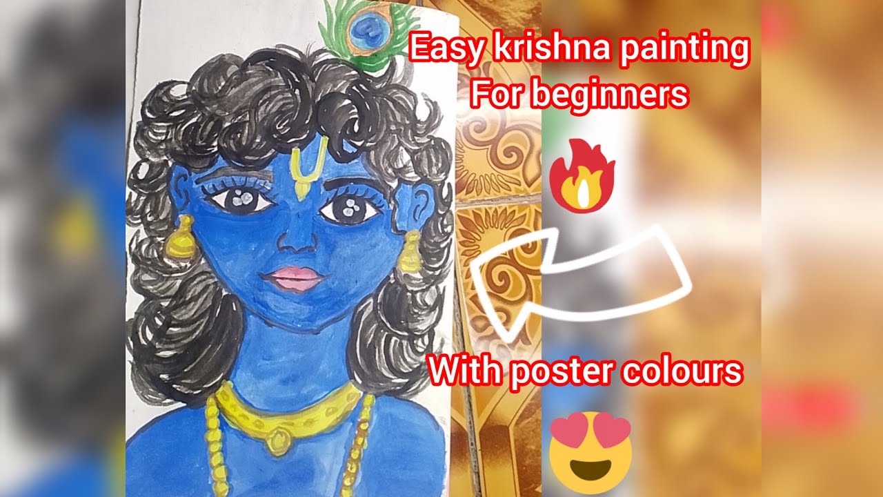 Easy krishna painting for beginners 🙏😍