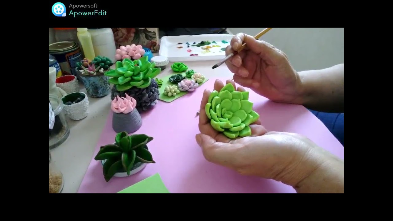 Pintura de Suculenta Em Biscuit Com Tinta a Óleo