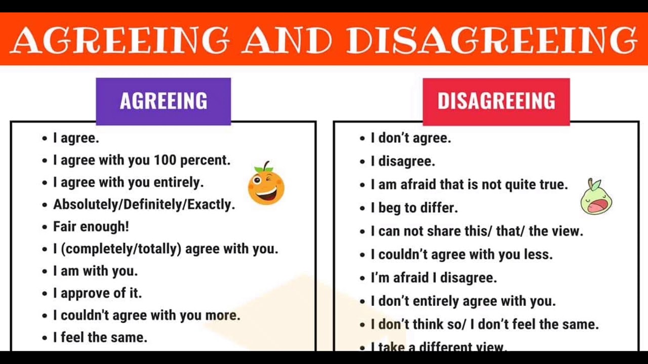 I think that is good idea. Agreement and disagreement phrases. Opinions agreeing and disagreeing. Expressing Agreement and disagreement. Phrases for agreeing and disagreeing.