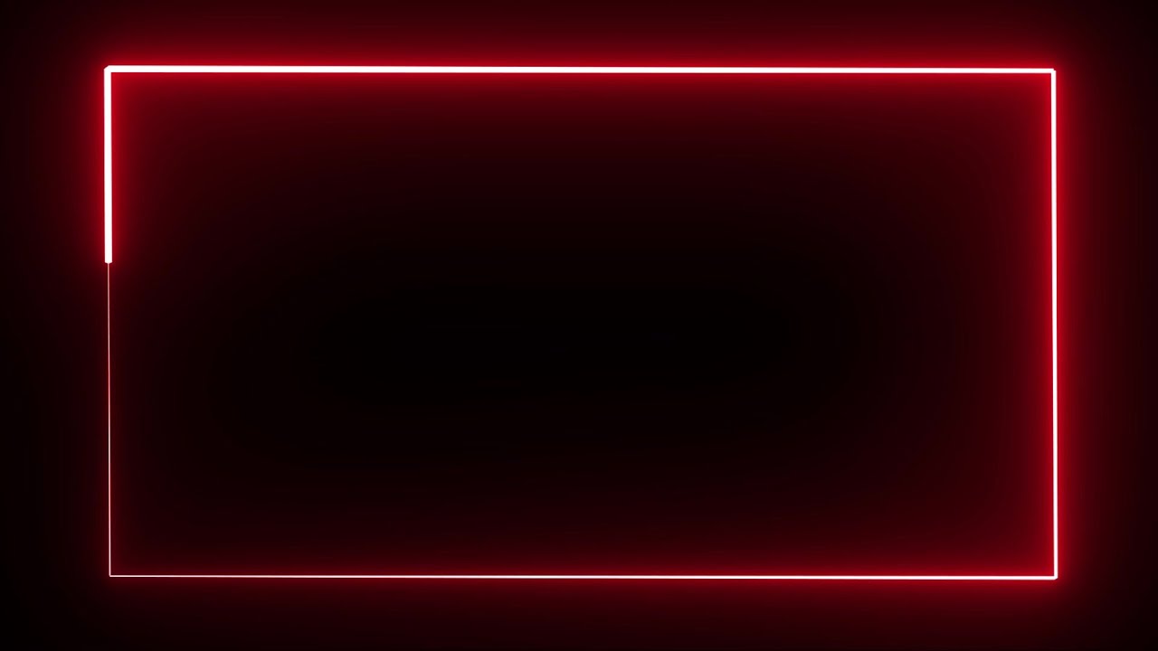 Neon Lights rectangle frame animated loop background, Red Neon Border