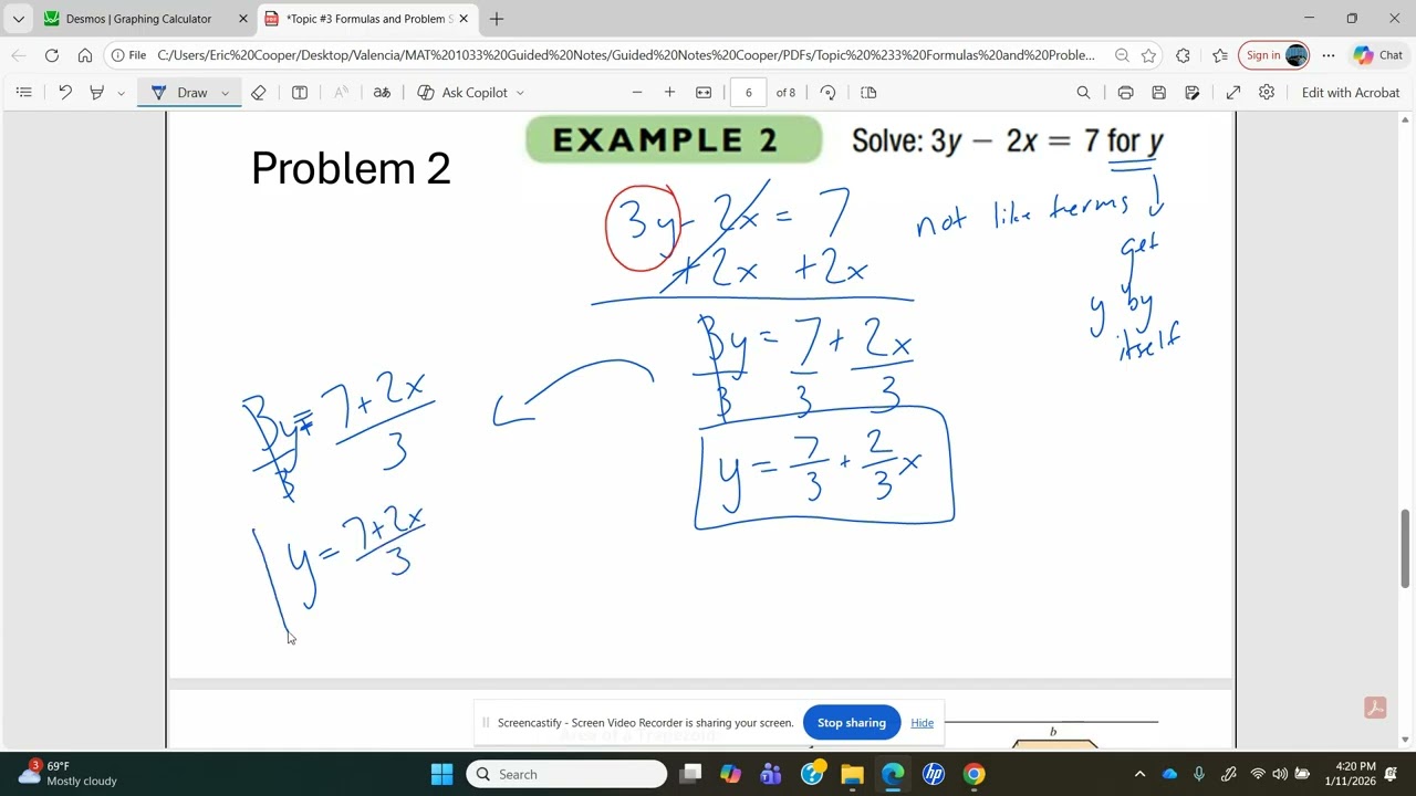 Topic #3: Formulas and Problem Solving (MAT 1033)
