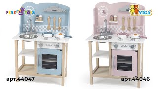 Дитяча дерев'яна кухня Viga Toys PolarB (арт. 44046, арт 44047) з аксесуарами
