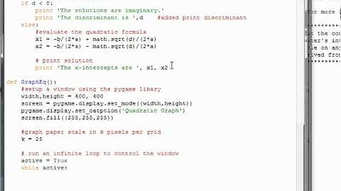 Python-Pygame Lesson Quadratic (part 3) Solver and Grapher