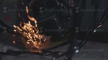 angle grinder. Sparks when cutting and grinding a metal product