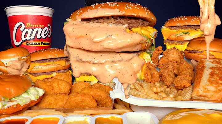 ASMR MUKBANG EXTRA CANES SAUCE MCDONALDS BIG MAC BURGERS CHICKEN & FRIES | WITH CHEESE