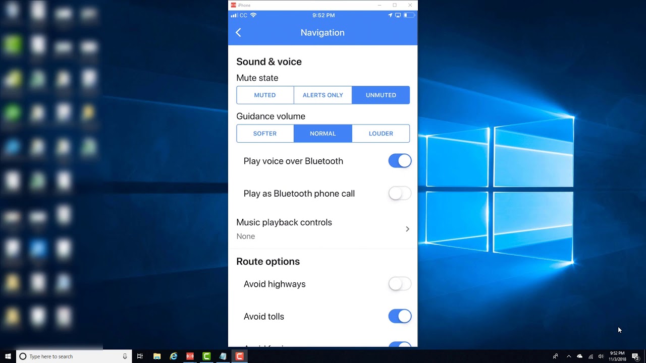Avoid Highways in Google Maps on iPhone