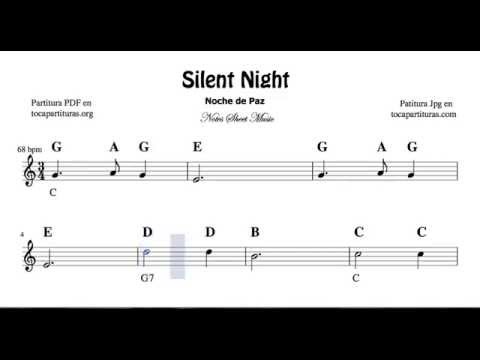 Silent Night Easy Notes Sheet Music For Flute Violin Recorder Oboe Beginners Of Treble Clef Carol Youtube